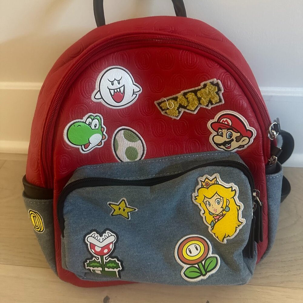 Nintendo Super Mario Brothers Icon Patches Mini Backpack. - Picture 2 of 7